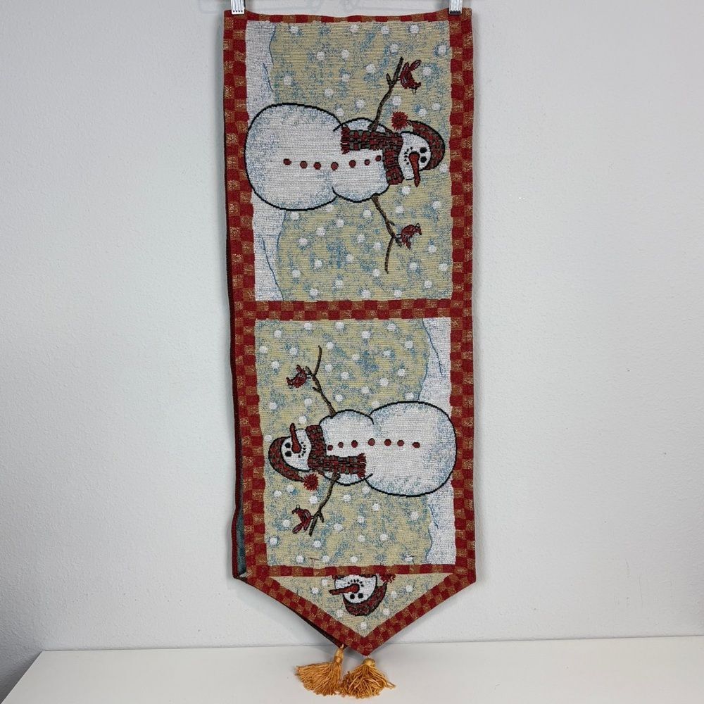 Snowman Tapestry Christmas Table Runner 13x70